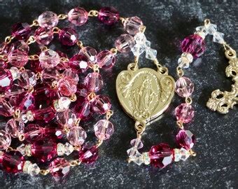 Catholic LARGE BEAD Swarovski AB Crystal Rosary In Gold Etsy