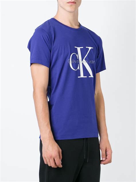 Calvin Klein Printed Cotton T Shirt In Blue For Men Lyst