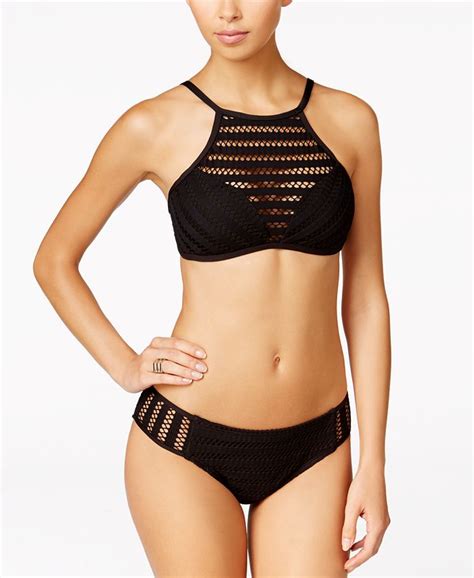 Kenneth Cole Tough Luxe High Neck Illusion Bikini Top Macys