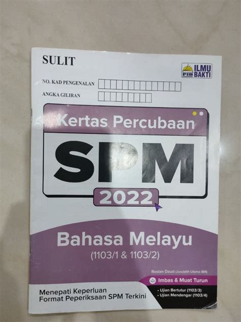 Ilmu Bakti Kertas Percubaan SPM 2022 Bahasa Melayu KSSM Hobbies