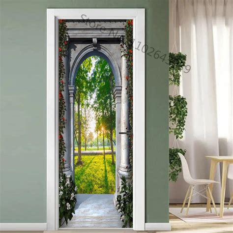 Landscape Arch Door Stickers D Removable Self Adhesive Sticker Natural