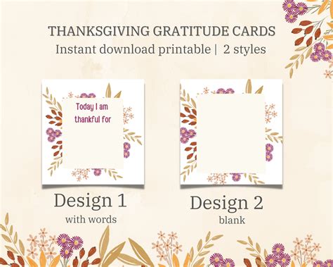 Thanksgiving Gratitude Cards Printable. I Am Thankful for - Etsy