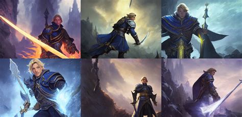 Krea Cinematic Artwork Of Anduin Wrynn With His Sword Raised