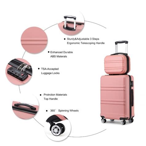 K L Kono ABS Wheel Suitcase Set With Vanity Case Nude