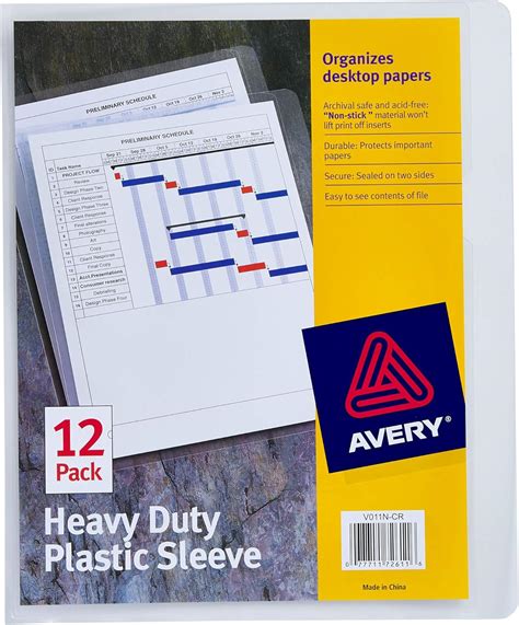 Amazon Avery 72611 Heavy Duty Plastic Sleeves Letter