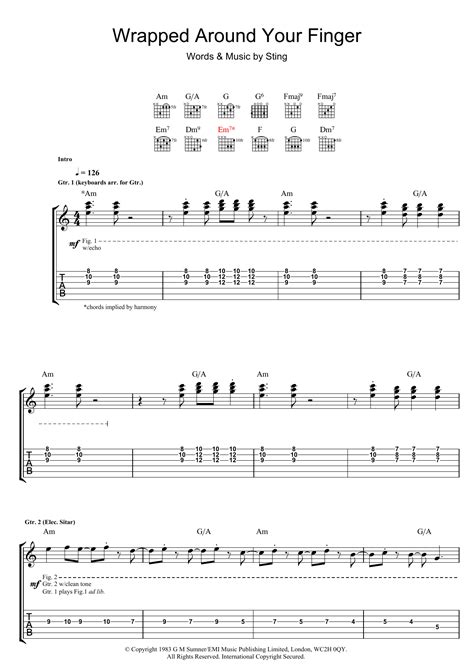 Wrapped Around Your Finger By The Police Sheet Music For Guitar Tab At