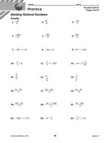 Rational Numbers Worksheet for 9th Grade | Lesson Planet