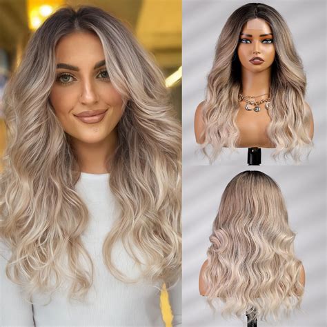 Amazon Starluck Ombre Ash Blonde Long Wavy Wig For Women Inch