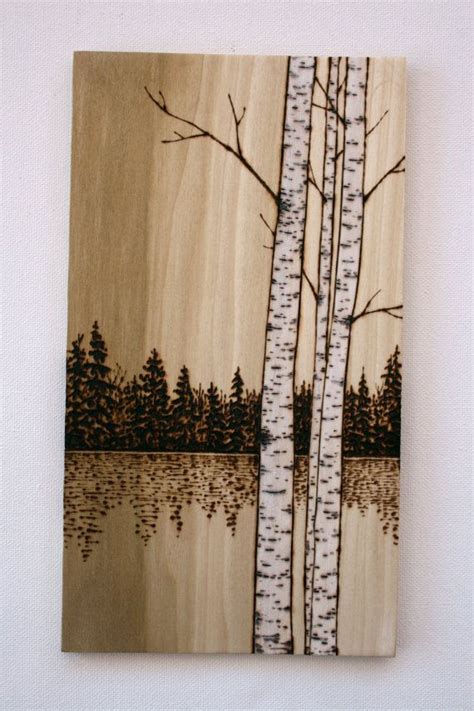 Birch Trees Art On Wood Wood Burning Wood Burning Crafts Birch