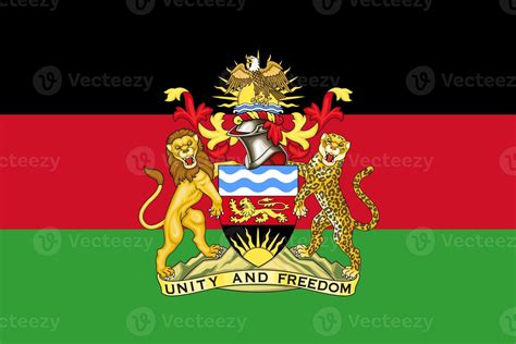 The Official Current Flag And Coat Of Arms Of Republic Of Malawi State