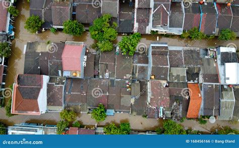 Aerial POV View Depiction Of Flooding Devastation Wrought After