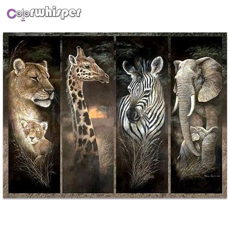 Daipor Pintura 5d Quadrada Completa Redonda Girafa De Leopardo Arte