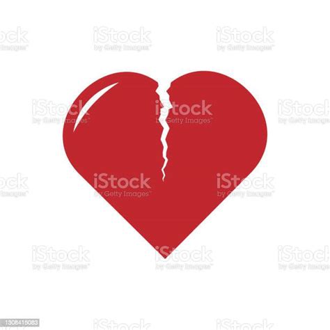 Broken Red Heart On A White Background Vector Illustration A Symbol Of Illness Depression Broken