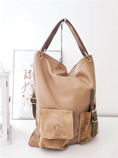 Laura Biaggi Shopper Worek Taupe Z Kieszeniami