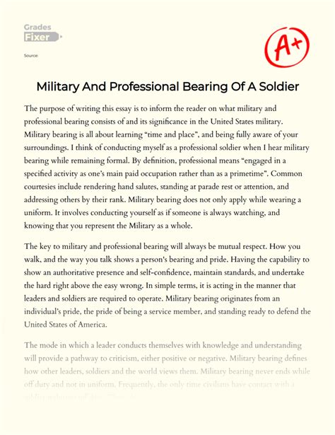 Military And Professional Bearing Of A Soldier [essay Example] 1040 Words