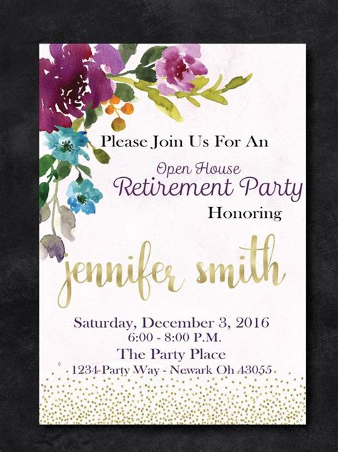 Floral Retirement Invitation Retirement Party Invitations Retirement Invitation Template