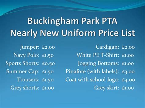 Pta Nearly New Uniform Sale Now With Price List Buckingham Park