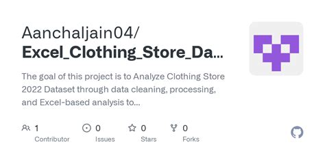 GitHub Aanchaljain04 Excel Clothing Store Data Analysis The Goal Of