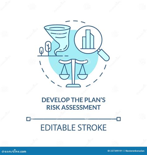 Develop Plan Risk Assessment Turquoise Concept Icon Stock Vector