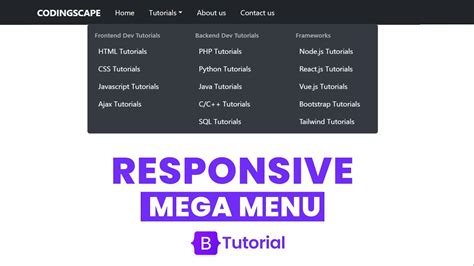 Responsive Mega Menu Using Bootstrap Bootstrap Mega Menu Tutorial