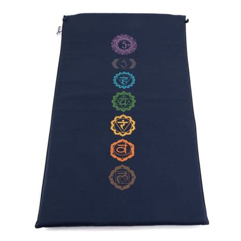 Tapis Clous Bleu Lotus Shakti En Coton Avec Les Symboles Chakras