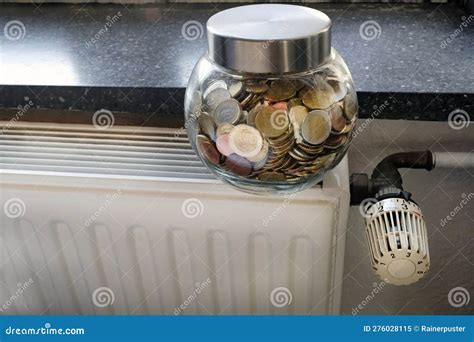 Radiator Control And Euro Bills On The Central Heating Stock Image