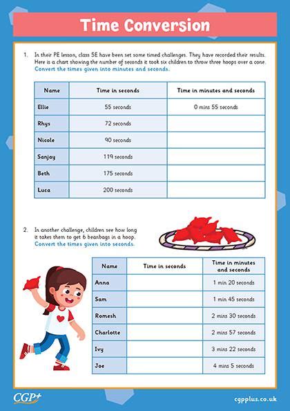 Measurement Conversions Time Minutes And Hours A Worksheet