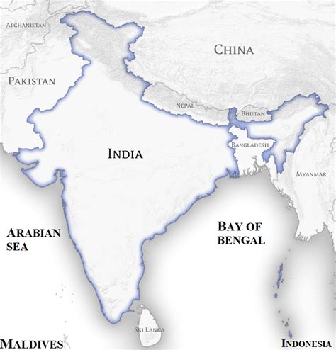 Show The Neighbouring Countries Of India On The Outline Map Of Asia - Map Of The Us With Interstates