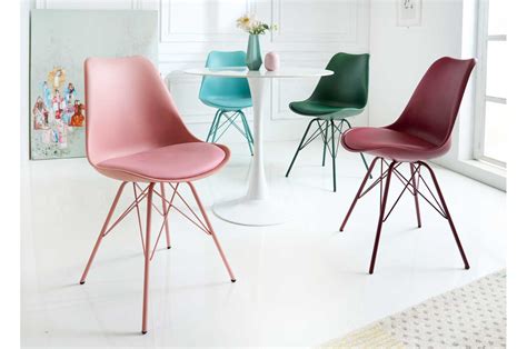 Chaises scandinave verte coque en pvc et pieds en métal Cbc Meubles