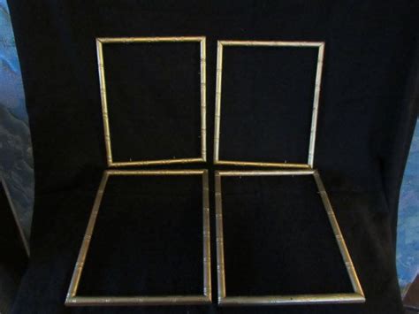 Set Of 4 Vintage Gold Faux Bamboo Picture Frames Painted Wood Etsy