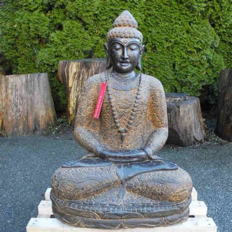 Mala Buddha mit Bordürenkleid Fluss Stein 80 cm terra et ars galerie