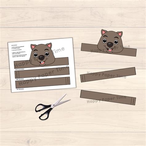 Wombat Paper Crown Australian Animal Headband Printable Costume Craft