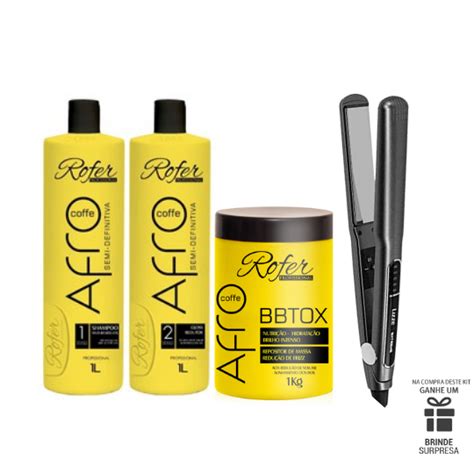 Kit Alisamento Cabelo Afro Coffee Prancha Lizze Extreme Qualidade