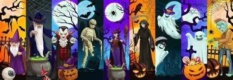 Cartoon Halloween scary monsters characters 29693875 Vector Art at Vecteezy