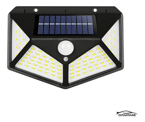 Luminária Parede Solar 100 Leds Bateria Luz Balizador Jardim ORMRME