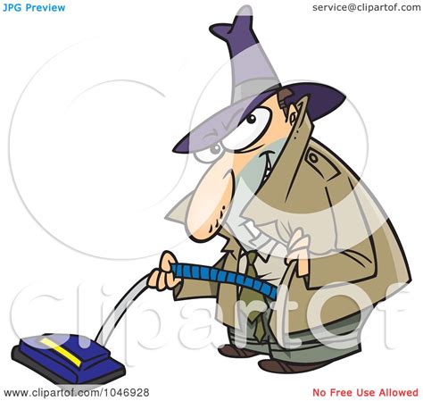 Royalty Free RF Clip Art Illustration Of A Cartoon Sneaky Man Using A