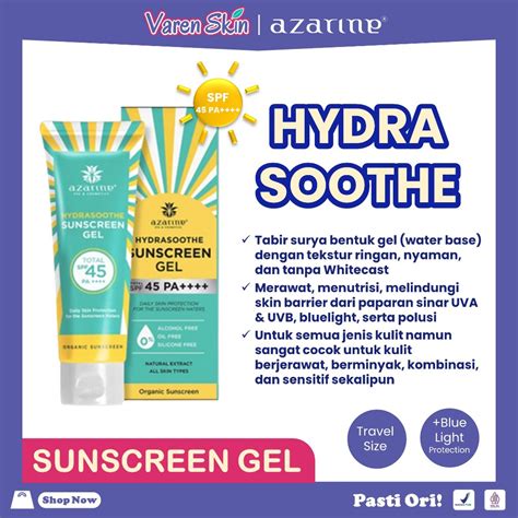 Jual AZARINE Hydrasoothe Sunscreen Gel SPF 45 PA 30 Ml Shopee