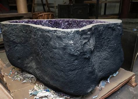 Amethyst Geode Table with Round Glass Top | EBTH