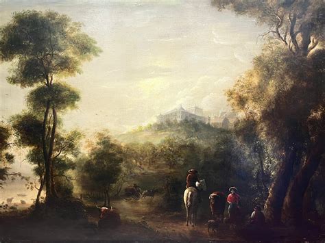 English Old Master - Huge 18th Century Oil Painting Classical Landscape ...