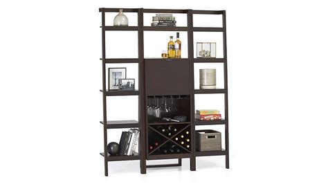 Sawyer Mocha Leaning Wine Bar With Two 18 Bookcases In Bar Cabinets