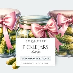 Coquette Pickle PNG Pickle Jar Clipart Cute Vegetables 6 X