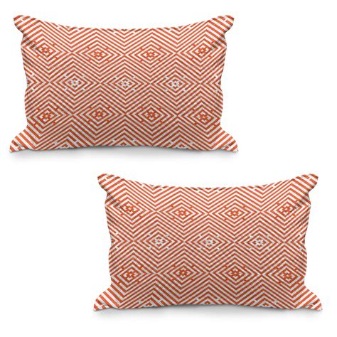 Burnt Orange Quilted Pillowcover Set Of Rhombuses In Bullseye