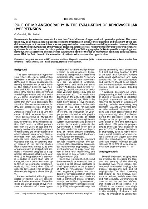 Pdf Role Of Mr Angiography In The Evaluation Of Renovascular Hypertension