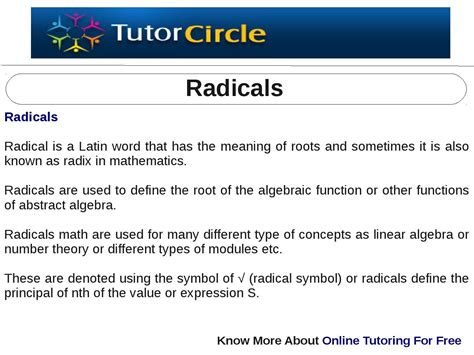 Radicals by tutorcircle team - Issuu