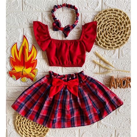 Conjunto Junino Infantil Feminino Roupa Para Festa Junina Infantil Saia