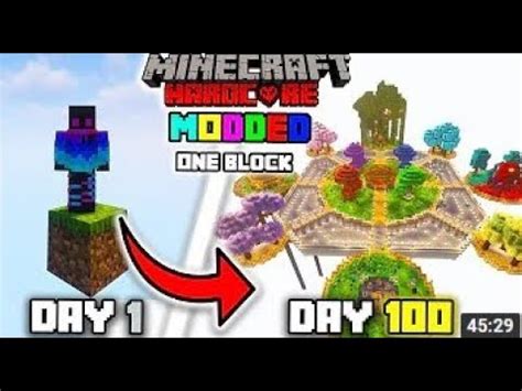 I Survived Days In Modded One Block Skyblock In Minecraft Hardcore