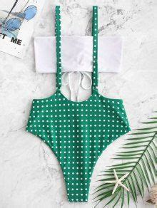 Zaful Lace Up Polka Dot Suspender Bikini Set In Multi C Zaful