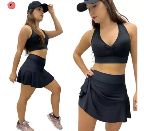 Kit Short Saia Fitness Feminina Corrida Caminhada Treino Frete Gr Tis