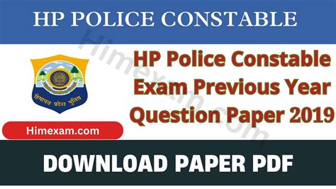 HP Police Constable Exam Previous Year Question Paper 2019 Himexam