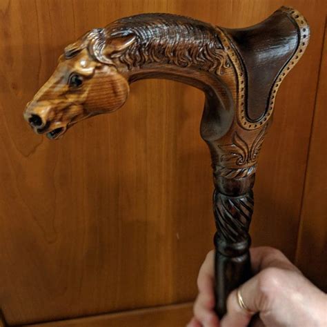 Elephant Cane Wooden Walking Stick Anatomic Palm Grip Handle Etsy